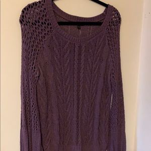 Purple Express open knit sweater, balloon sleeves